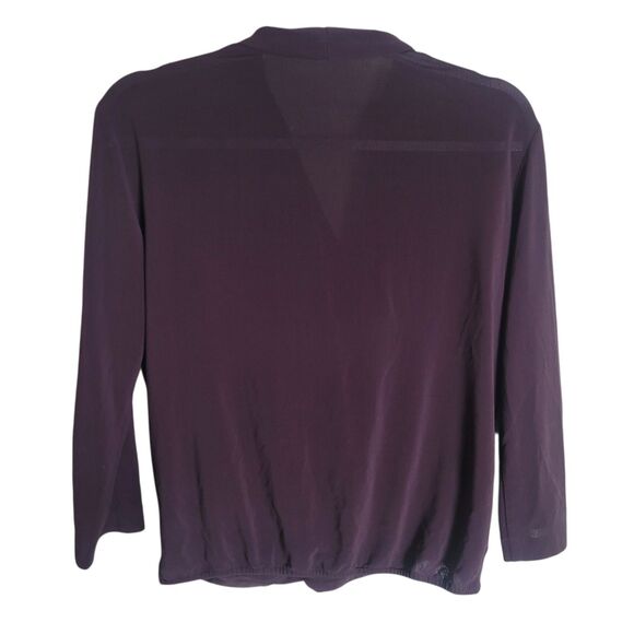 MM LaFleur Deneuve Faux Wrap Blouse Women's Medium Plum Purple Career Business - Picture 2 of 9